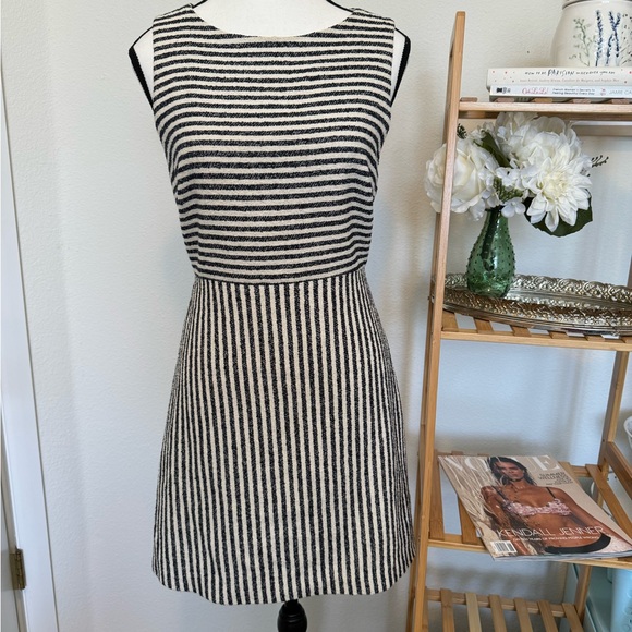Alice + Olivia Eli Striped Cutout Boatneck Dress - Picture 1 of 6